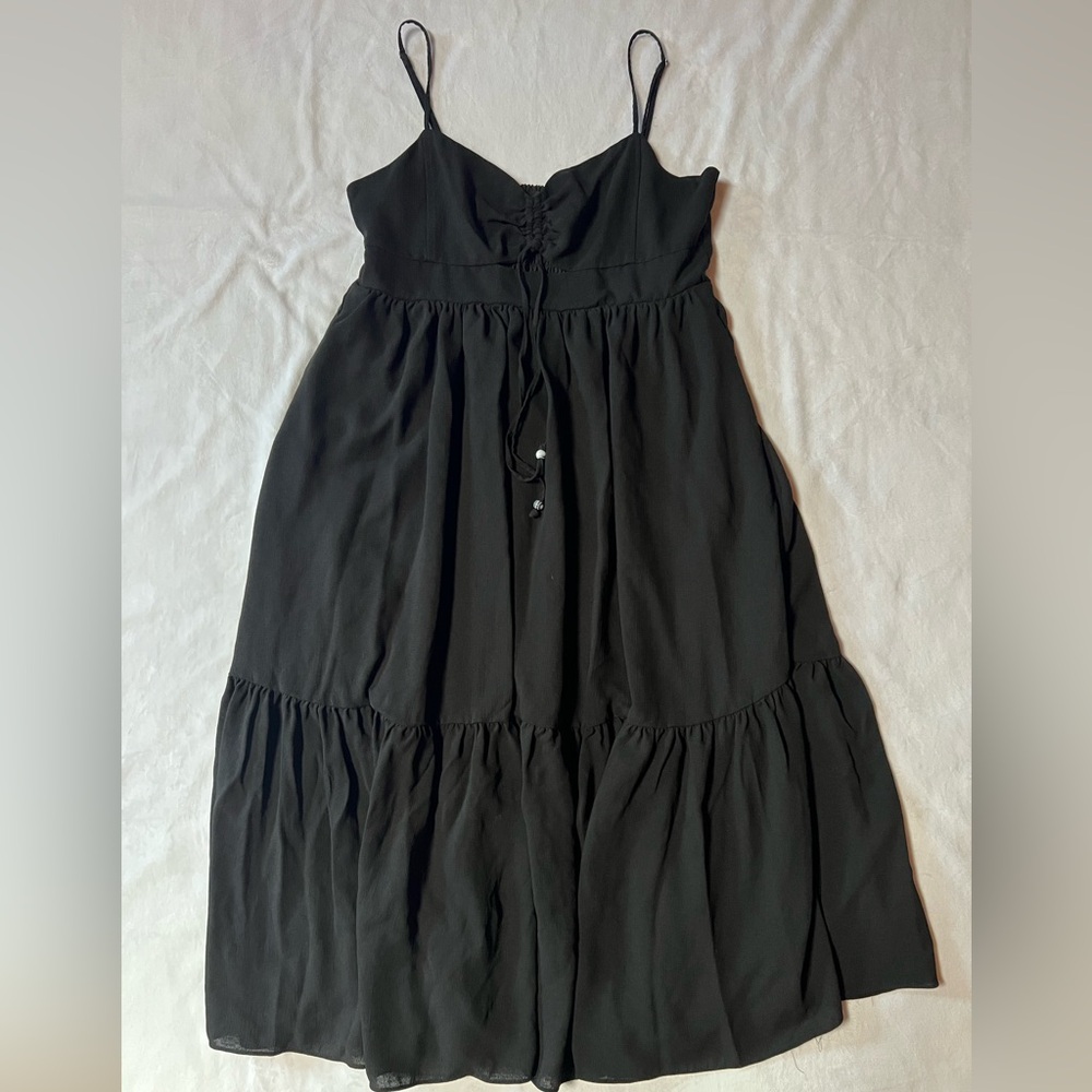 Madewell Ruched Keyhole Tiered dress dark fairy gothic dark academia graduation - Picture 6 of 11